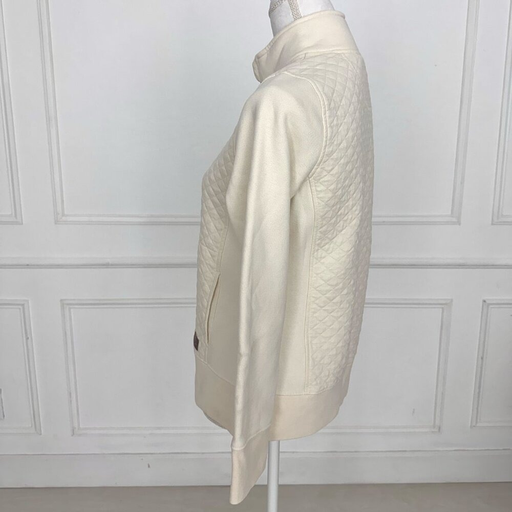 L.L. Bean Womens Diamond Quilted Full Zip Mock Neck Jacket Cream Petite Small - Picture 5 of 6